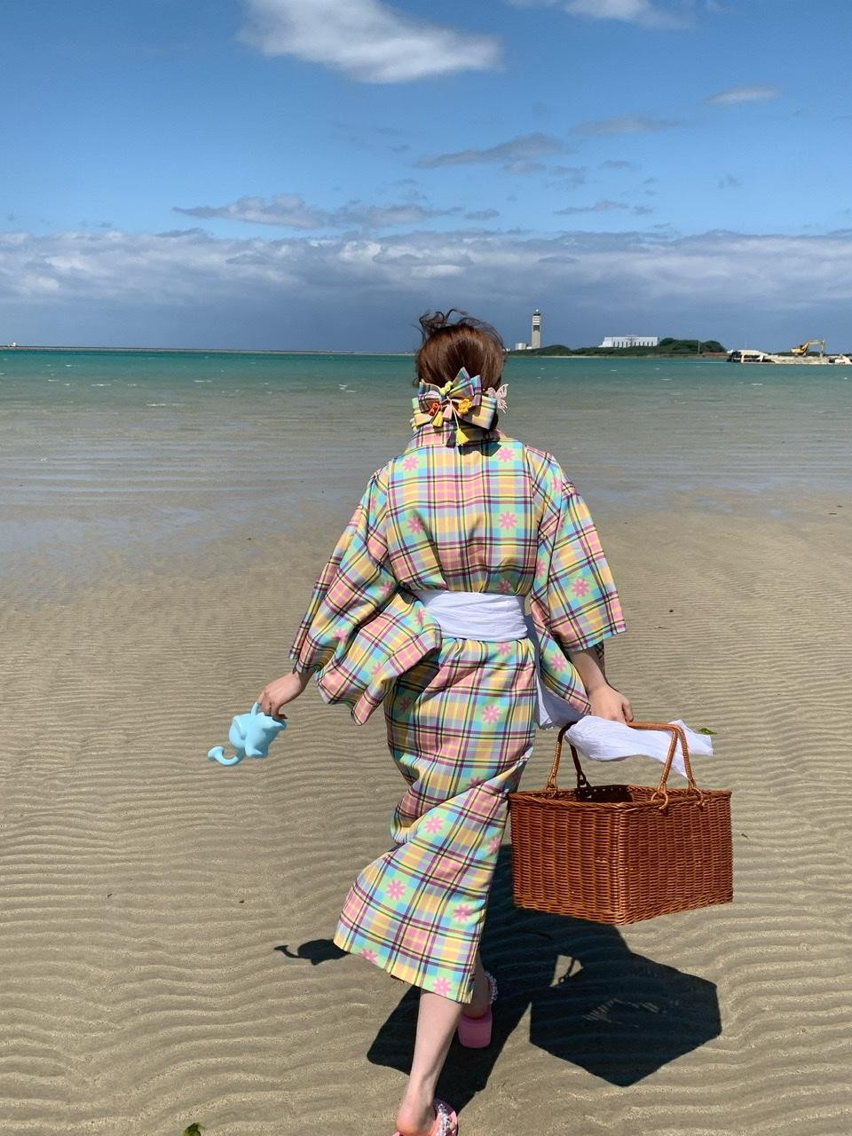 bae bi Fireworks Print Short Yukata Homewear Women&