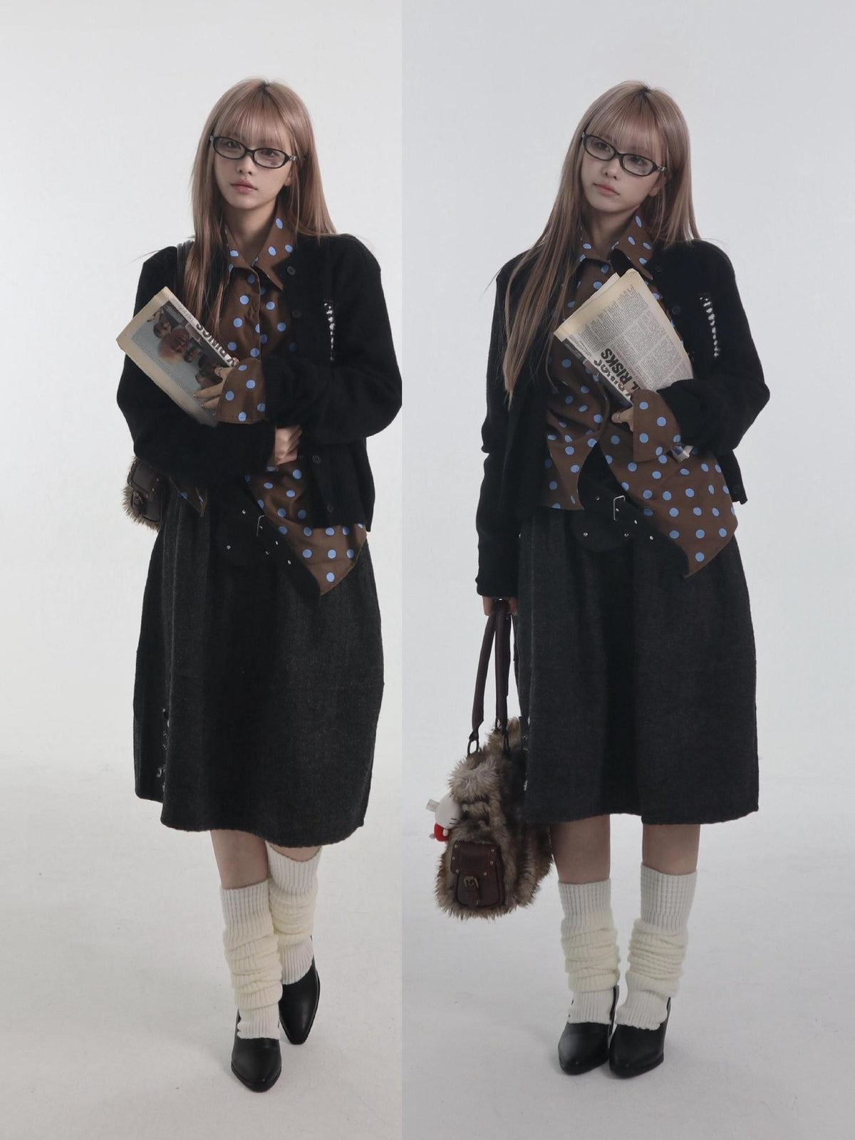 bae bi Hand Embroidered Pocket Letter Heavy Knit Women&