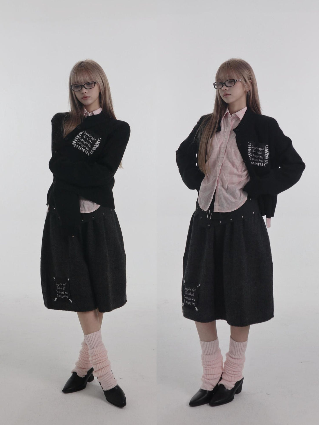 bae bi Hand Embroidered Pocket Letter Heavy Knit Women&