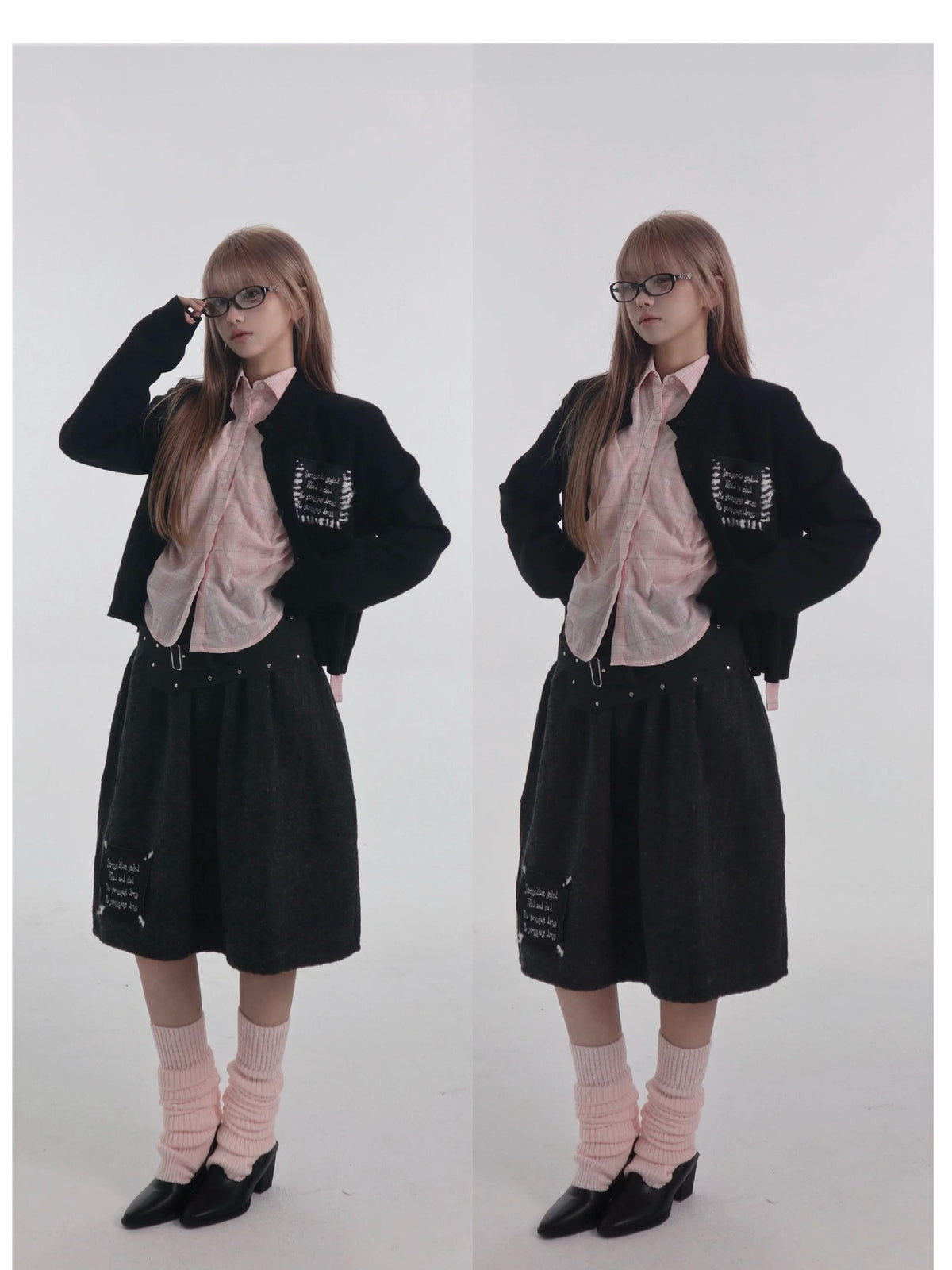 bae bi Hand Embroidered Pocket Letter Heavy Knit Women&