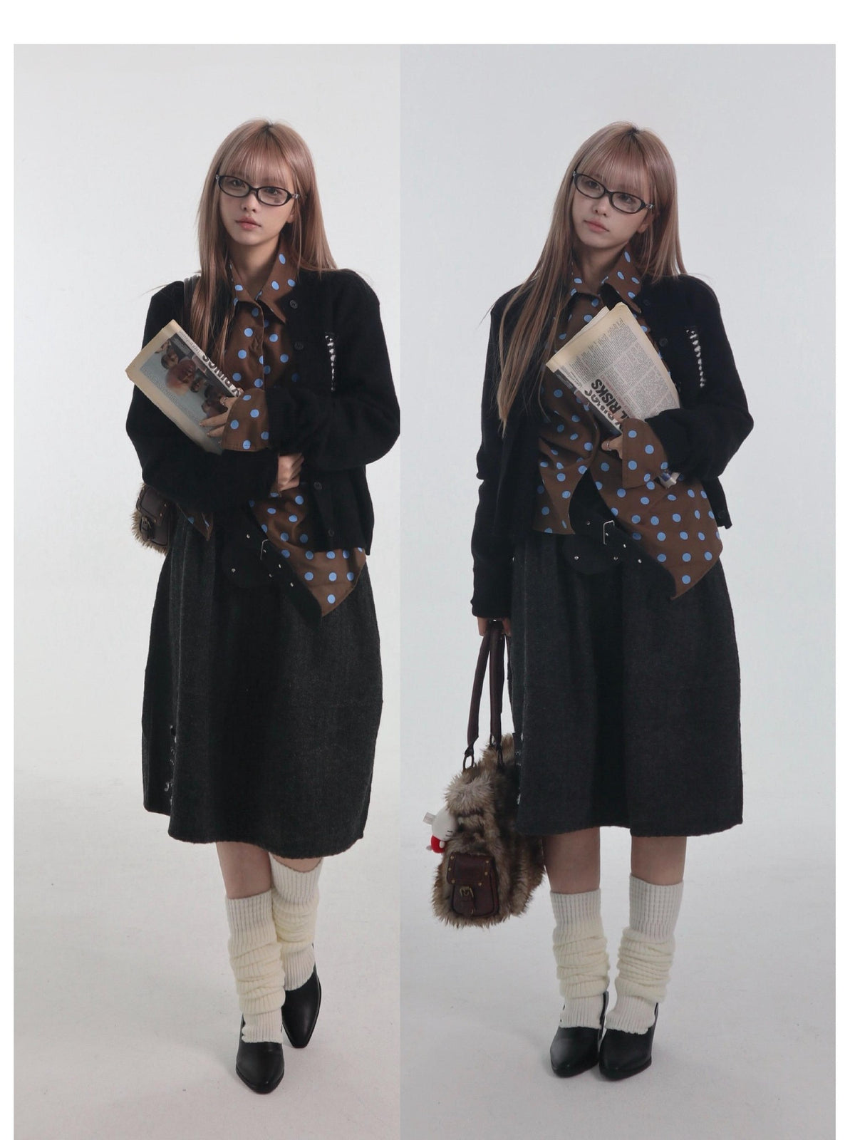 bae bi Hand Embroidered Pocket Letter Heavy Knit Women&