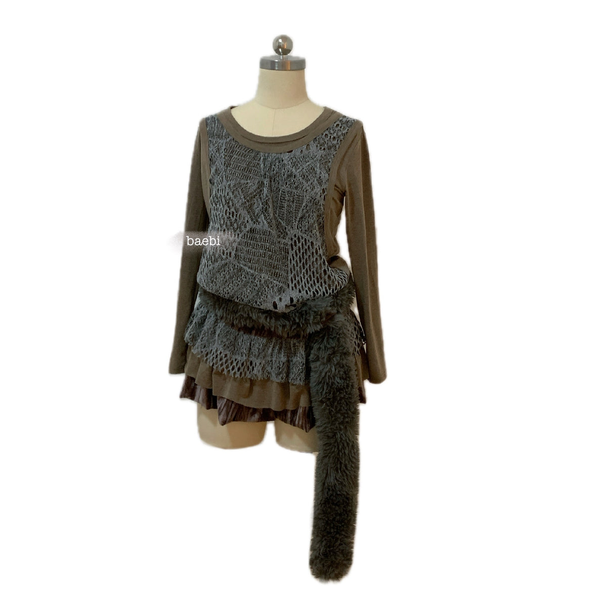 bae_bi_Hazelnut_Cocoa_Lace_Trim_Bow_Faux_Two_Piece_Women&