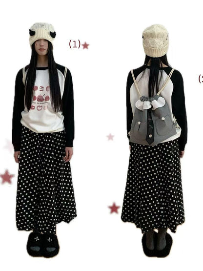 bae bi Polka Dot Bubble Hem Cotton Linen Women&