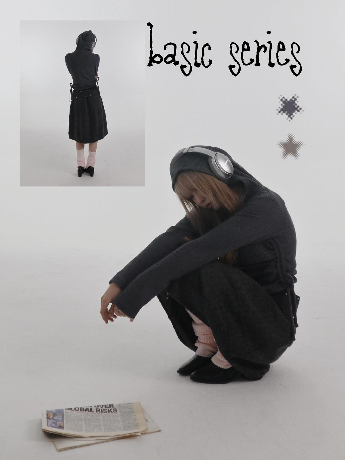 bae bi Ribbed Hooded Cross Neck Wool Blend Women&