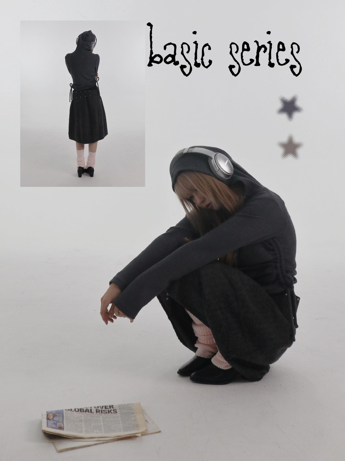 bae bi Ribbed Hooded Cross Neck Wool Blend Women&