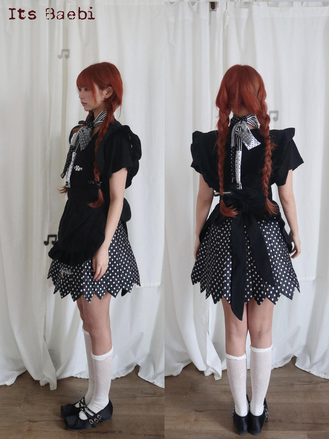bae bi Ruffled Cross Back Pinafore Lined Elastic Waist Women&