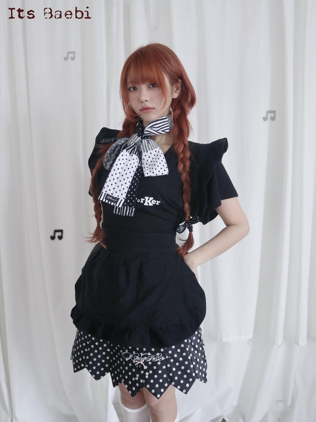 bae bi Ruffled Cross Back Pinafore Lined Elastic Waist Women&