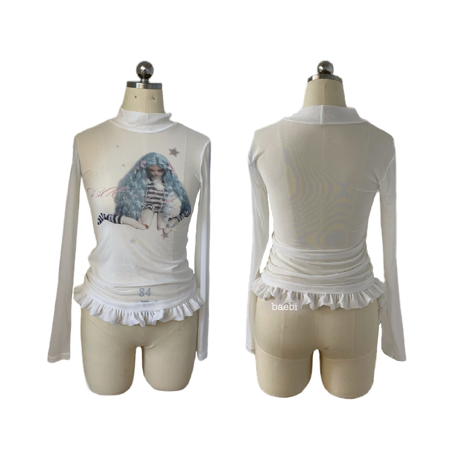 bae_bi_Sheer_Mesh_Star_And_Cross_Print_Women&