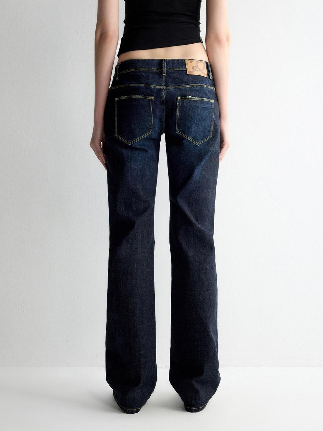 RUN TO THE FUTURE Durable Low Rise Slim Fit Casual Dark Denim Zipper Fly No Stretch Straight Jeans