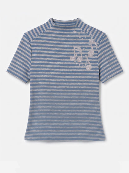 takeabreak_Blue_Grey_Heather_Striped_Music_Note_Heat_Transfer_Women&