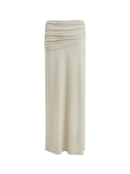 RUN TO THE FUTURE Lyocell Stretch Ruched Princess Midwaist Women City Commute Maxi Skirts