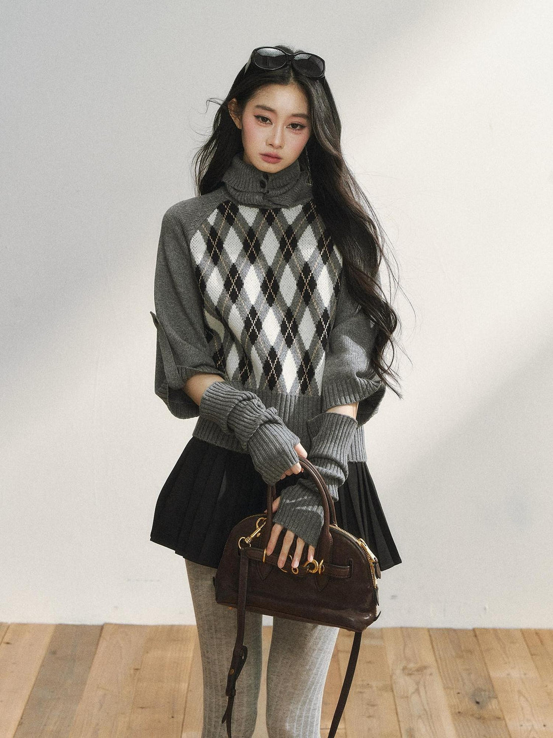 7Shiftin Cozy Vintage Slim Fit Turtleneck Pullover Women Plaid Knitwear Tops Sweaters