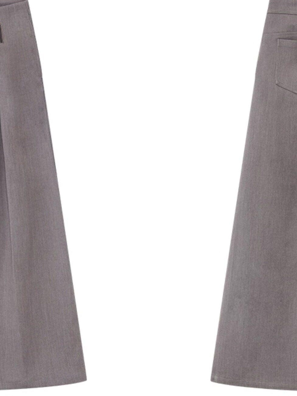 RUN TO THE FUTURE Low Rise Jacquard Minimal Casual Women Light Heather Gray Wide-Leg Pants