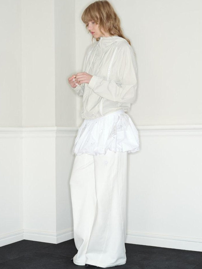 RUN TO THE FUTURE 100 Percent Cotton Original Low Waist Pocket Moonlight White Wide-Leg Pants
