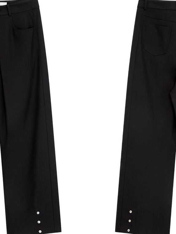 RUN TO THE FUTURE Comfortable Low Rise Minimalist Unisex Black Polyester Wide-Leg Pants