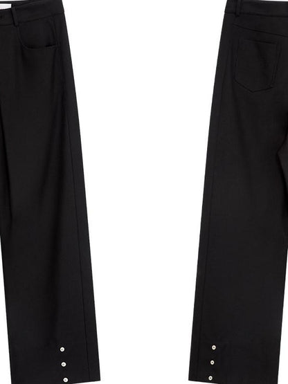 RUN TO THE FUTURE Comfortable Low Rise Minimalist Unisex Black Polyester Wide-Leg Pants