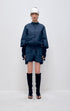 RUN TO THE FUTURE Polyester Two Piece Zip Stand Collar Casual Women Navy Green Short Trousers