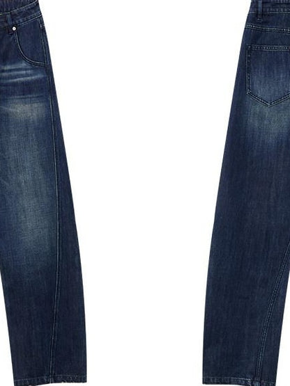 RUN TO THE FUTURE Vintage Washed High Cotton Relaxed Mid Low Waist Women Zip Fly Straight Jeans
