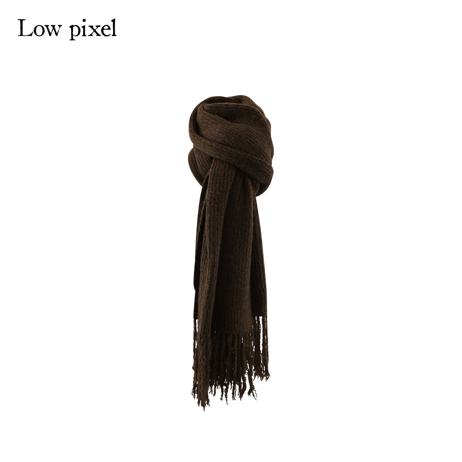 Low pixel Cozy Acrylic Blend Korean Fringe Women Brown Rectangular Decorative Scarves
