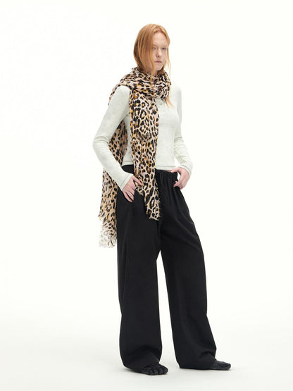 RUN TO THE FUTURE Stretch Wool Blend Casual Wide Leg Drawstring Mid Low Rise Women Black Chinos