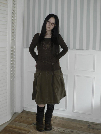 ang project Pleated Washed Distressed Pockets Vintage Women&