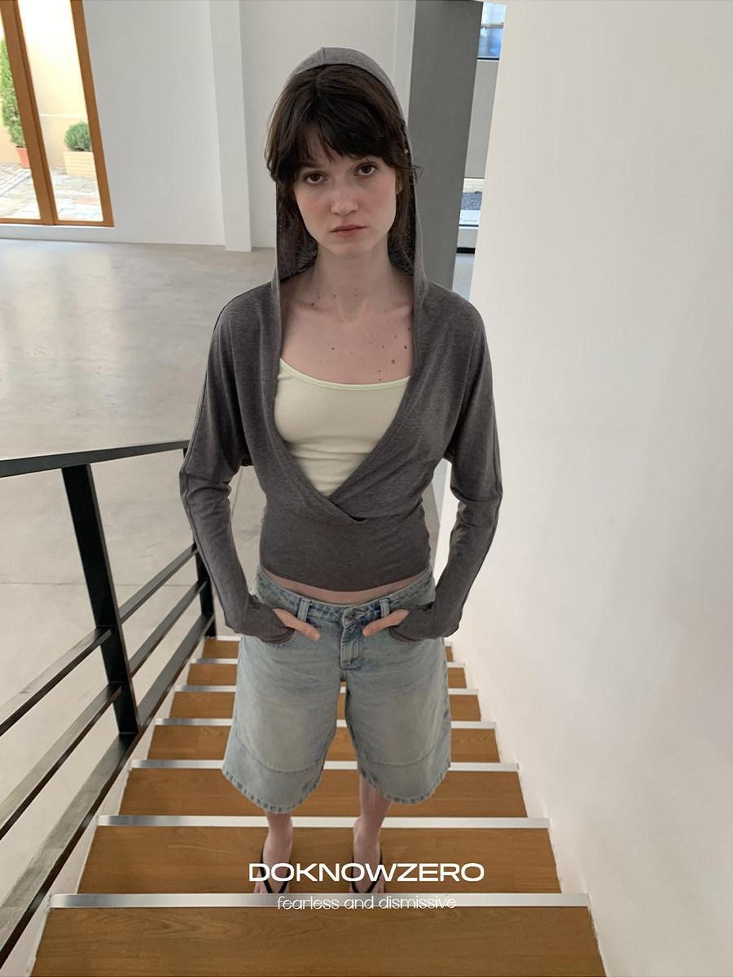 DKZ OFFICIAL Gray Colorblock Batwing Sleeve Women&