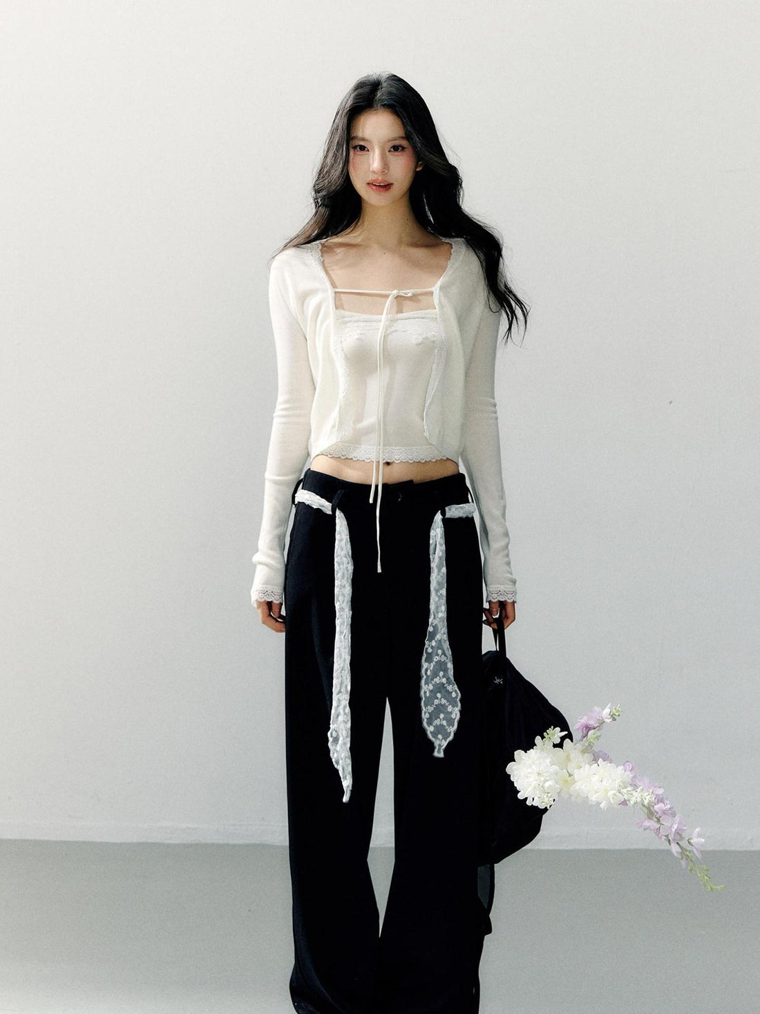7Shiftin Two Piece High Waist Solid Knit Square Neck Casual Women Long Sleeve Crop Tops