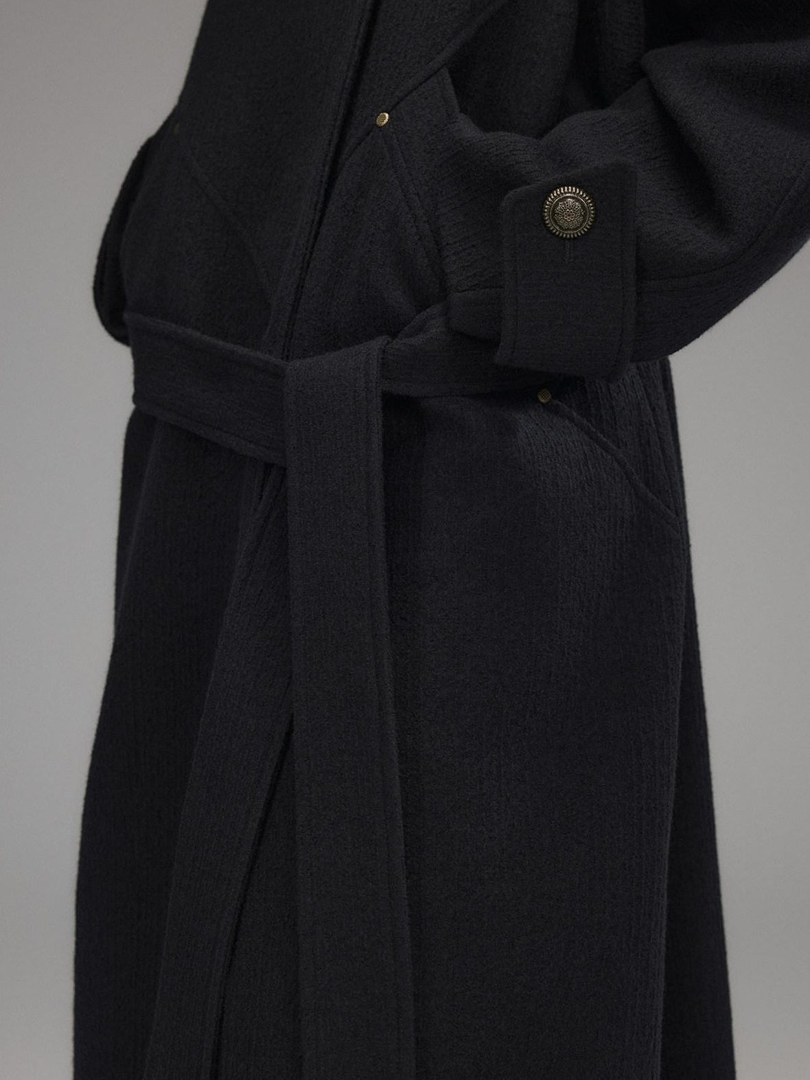 Low pixel Thick Wool Blend Oversized Streetwear European Long Zip Lapel Black Wool Coats