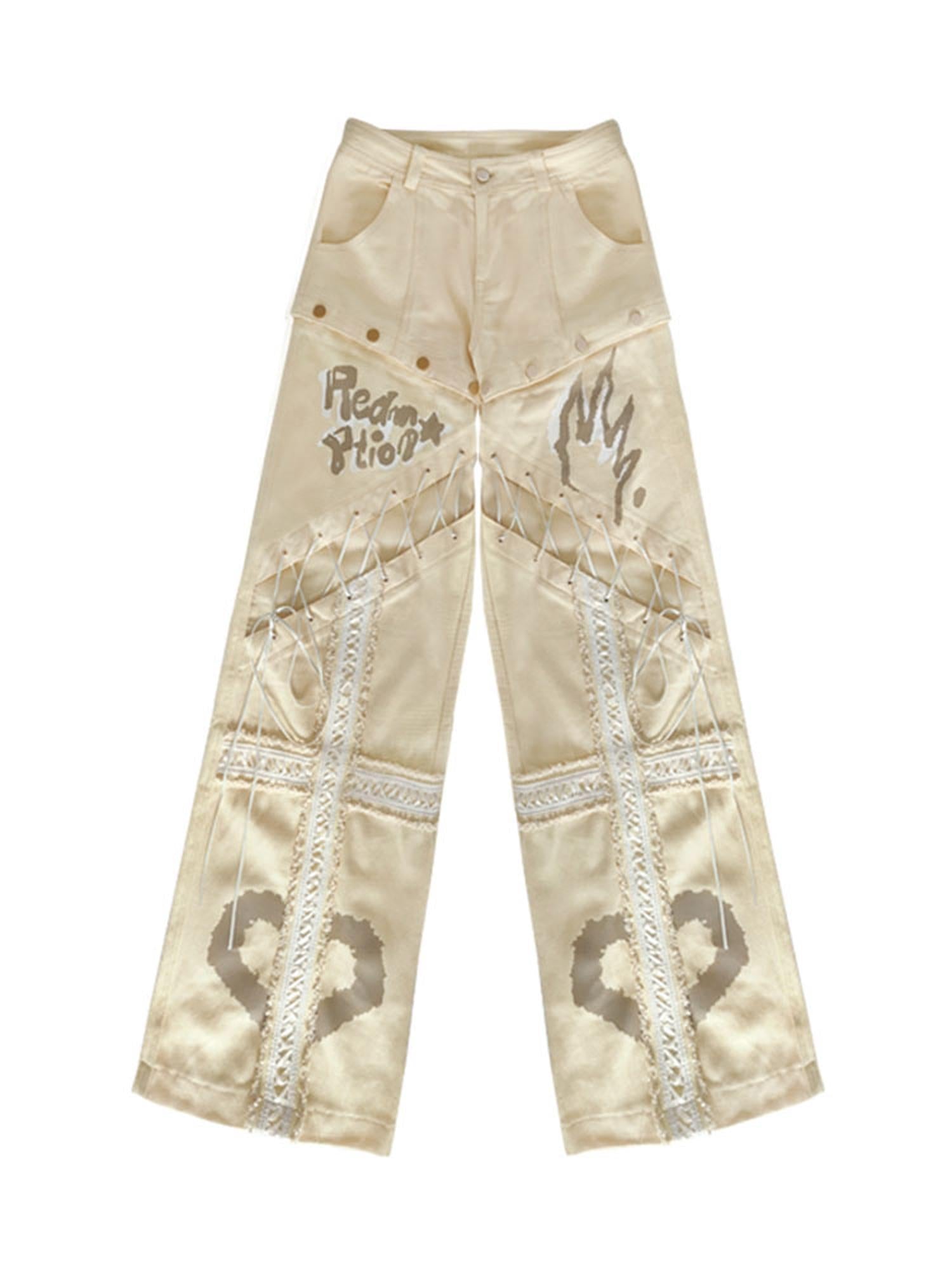 WSW WUSHENWU Wsw Redemption Light Beige Multi Functional Detachable Shorts Jeans