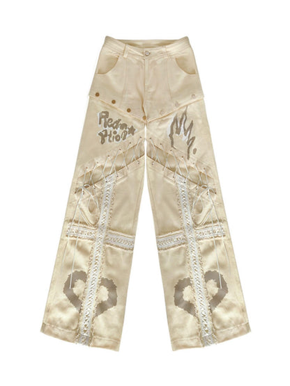 WSW WUSHENWU Wsw Redemption Light Beige Multi Functional Detachable Shorts Jeans
