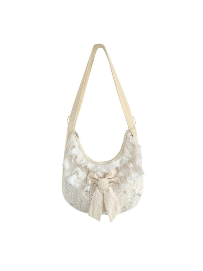 WSW WUSHENWU Ethereal Lace Girl Canvas Crossbody Bag One Size