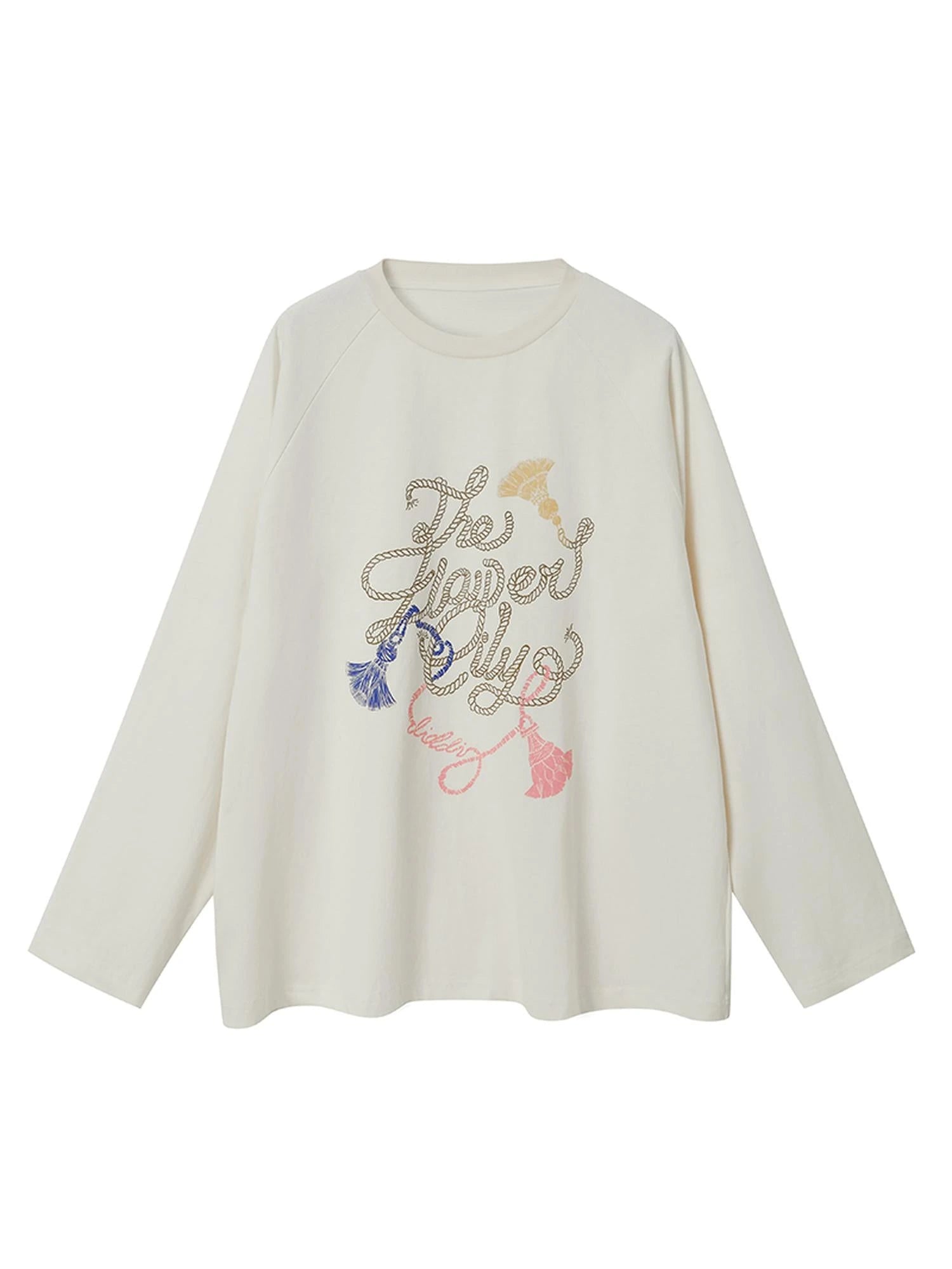 Fun Rope Colorful Wheat Print Oversized Knit Tee