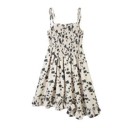 DIDDI MODA Floral Ruffled Smock Dress With Adjustable Straps