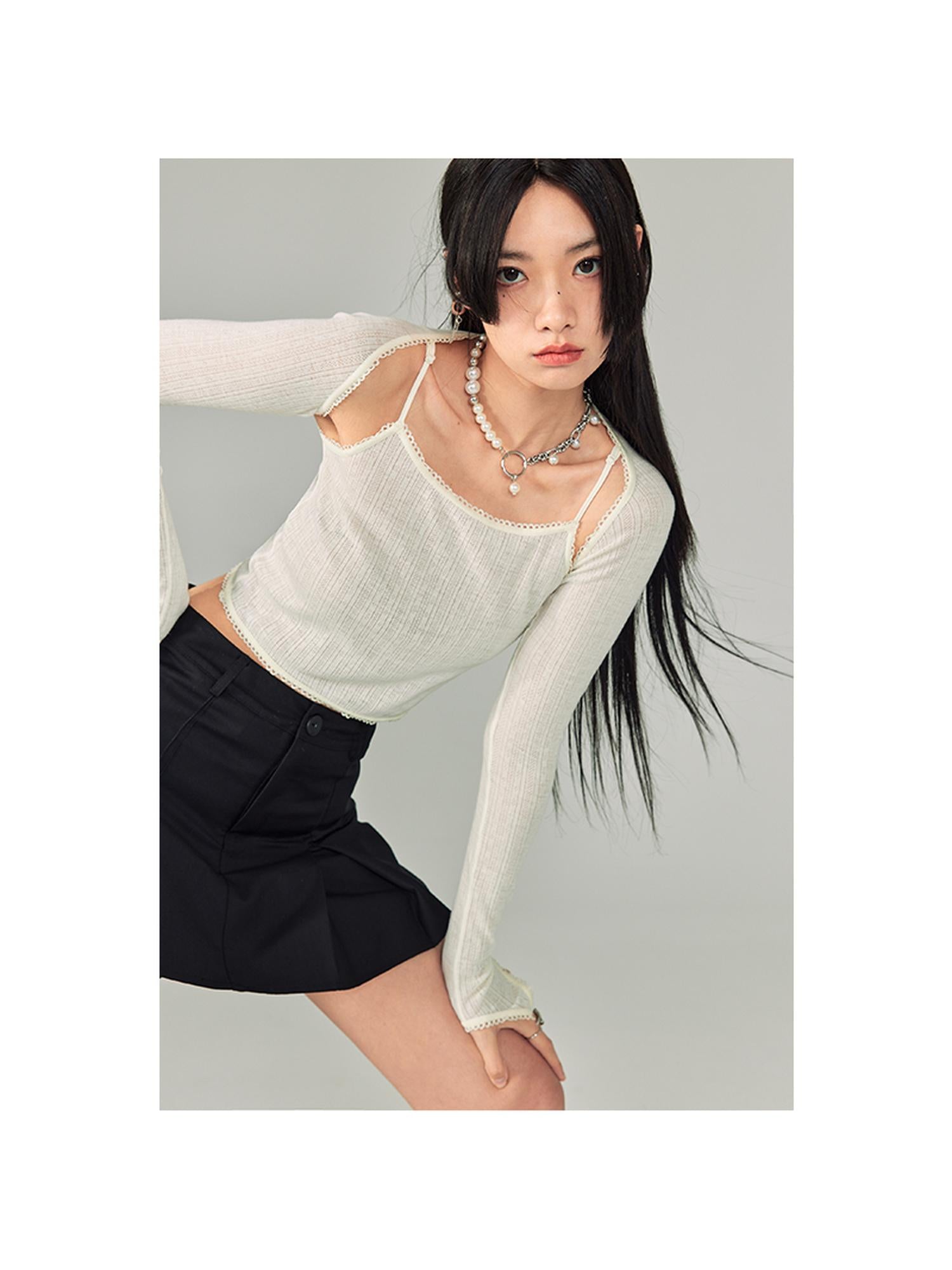 DIDDI MODA Sweet Cool Cutout Sleeve Cami Piece Set