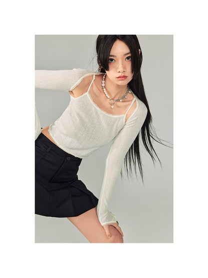 DIDDI MODA Sweet Cool Cutout Sleeve Cami Piece Set