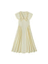 DIDDI MODA Elegant Sweet V Neck Flutter Sleeve Smocked Waist Maxi Dress