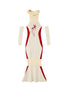 OfAkiva Floral Orchid Colorblock Slim Knit Lace Dresses