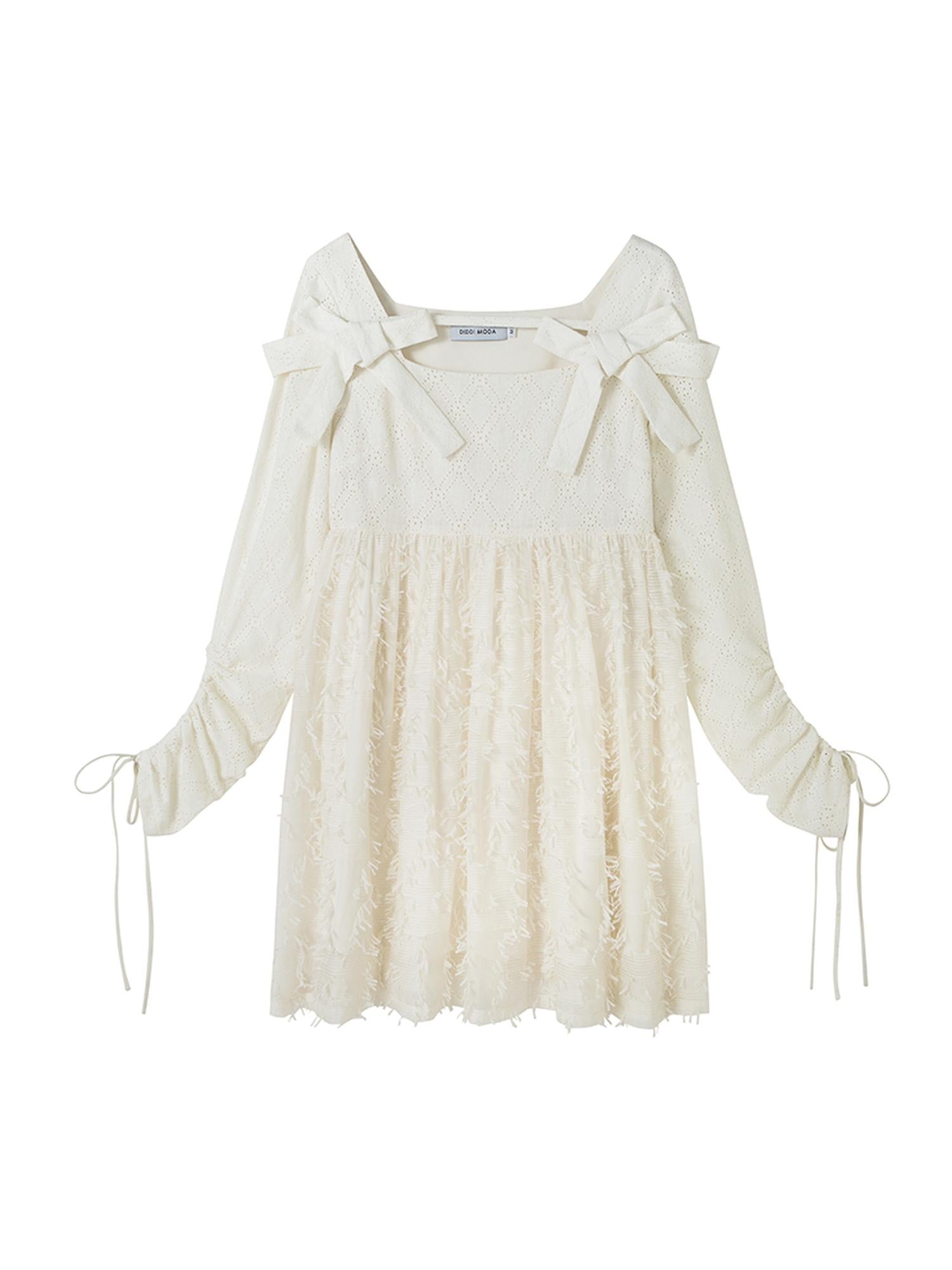DIDDI MODA Lace Bow Checkered Spring Dress