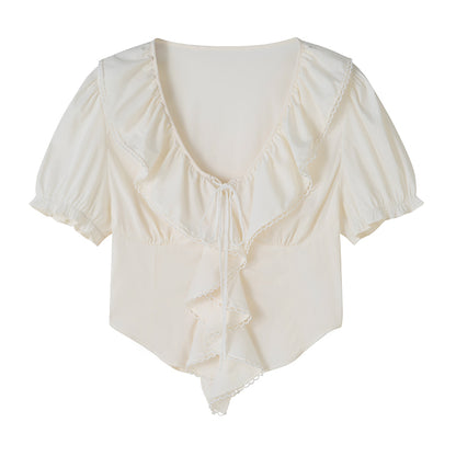 DIDDI MODA Summer Romance Layered Ruffle Crop Top