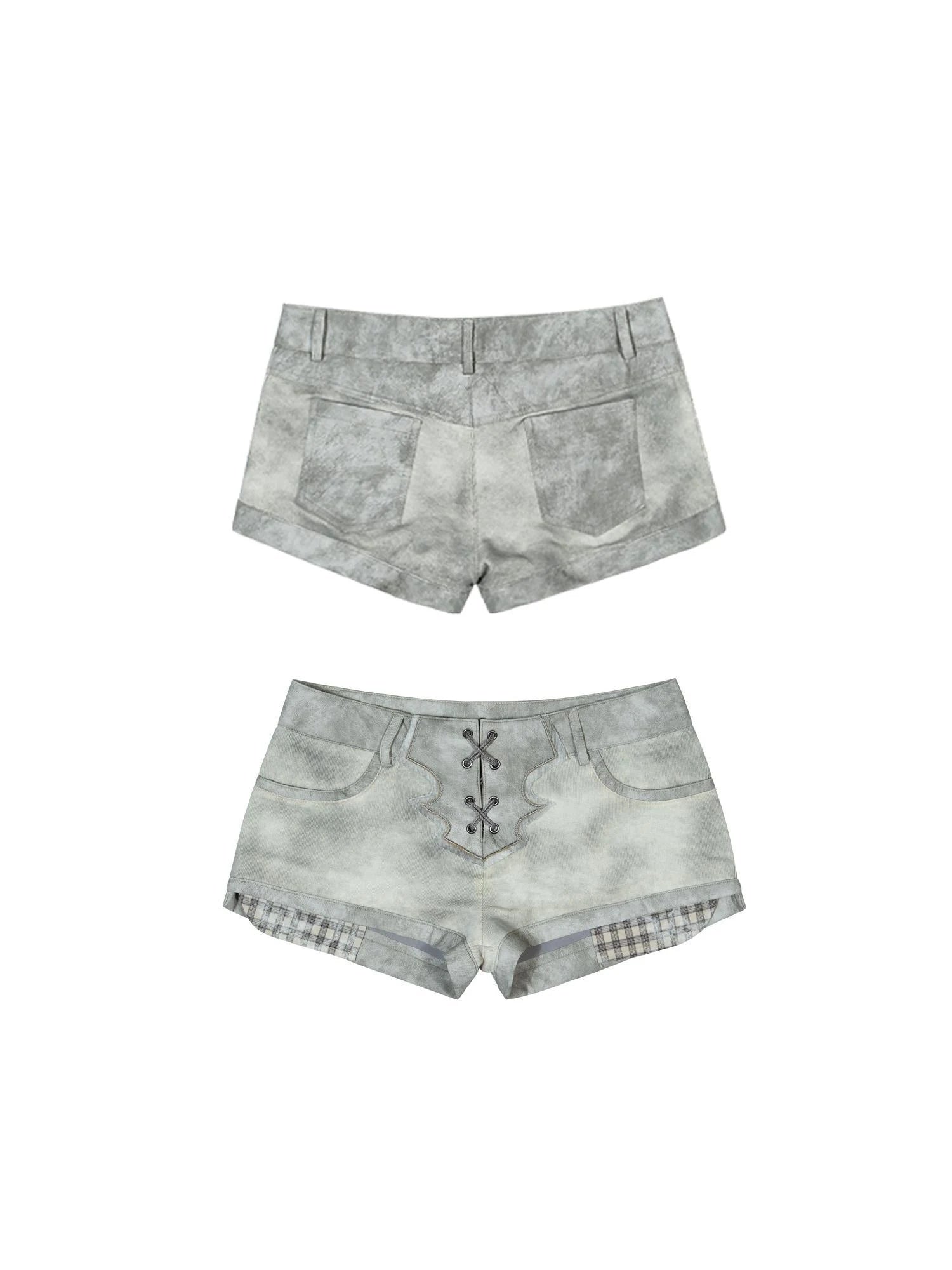 Punk Rebel Ariadna Pu Shorts Leggings Color Block Design