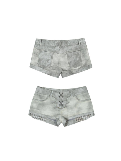 Punk Rebel Ariadna Pu Shorts Leggings Color Block Design