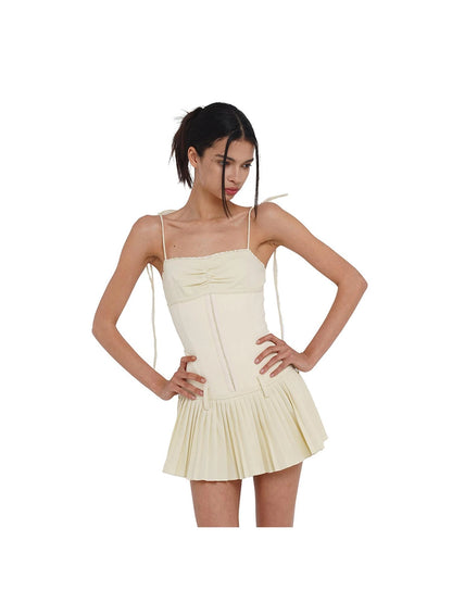 Sexy Mini Denim Bustier Dress With Pleats Dresses