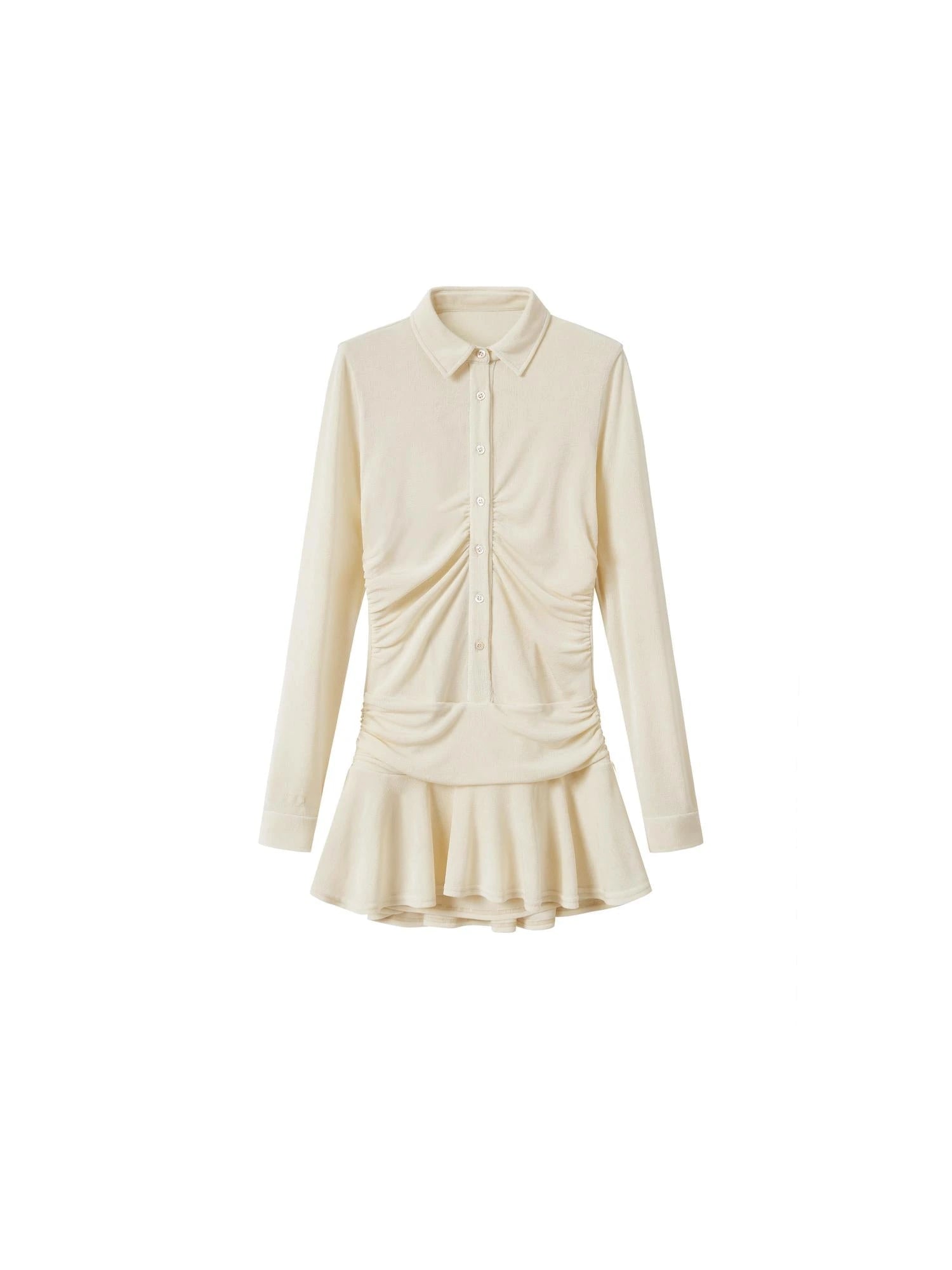 Flowy Casual Drop Waist Pleated Shirt Collar Dress