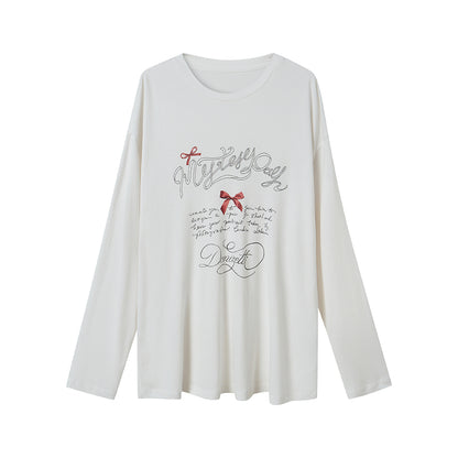 DIDDI MODA Butterfly Bow Silk Print Blouse