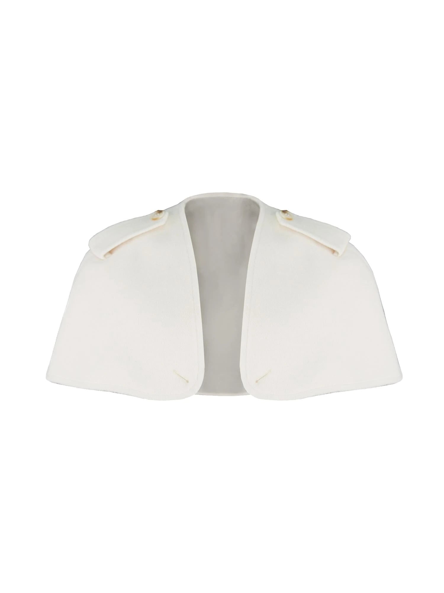 White Short Detachable Faux Fur Cape Coat Jacket