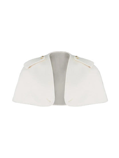 White Short Detachable Faux Fur Cape Coat Jacket