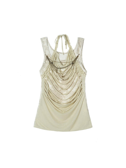 ARIADNAw Vintage Distressed Leopard Print Layered Tank Top