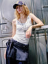 2th Desire Punk Necklace Print Mesh Slim Camisole Top