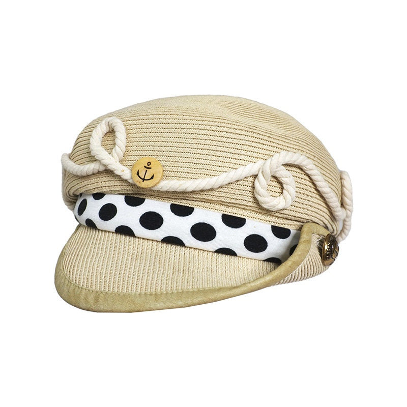 nit alcove Linen Polka Dot Casual Fisherman Unisex Travel L Size 58 60Cm Beanies