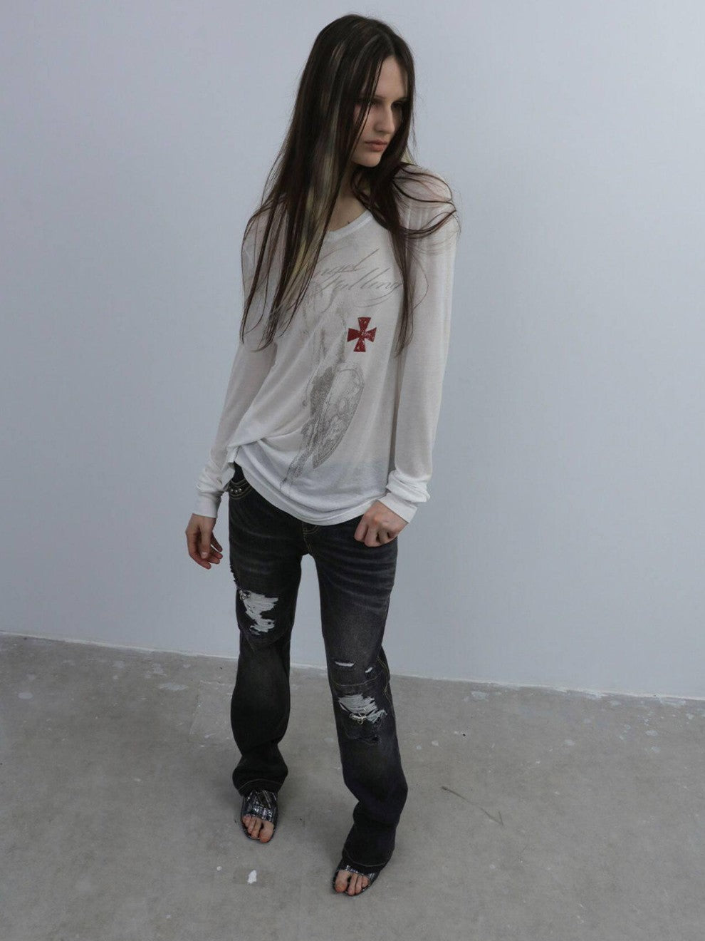 DoublePunch Angel Irregular Punk Print Women&